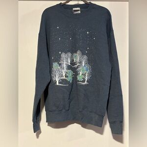 Fruit of the Loom Dark Blue Tree Graphic Crewneck Sweater